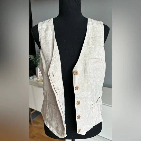 Madewell Single Breasted Linen Vest - Picture 7 of 9